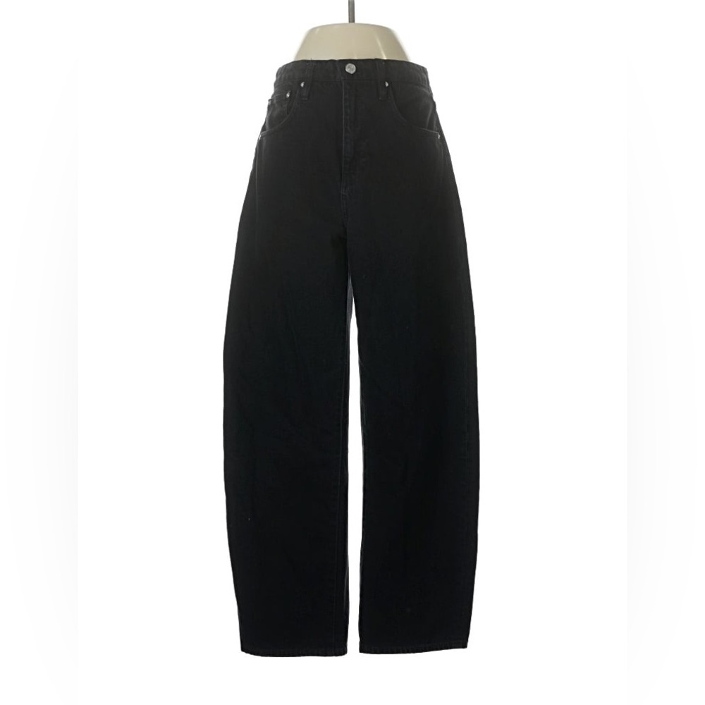 Frame Denim Black Barrel Leg High-Rise Jeans Sz 27